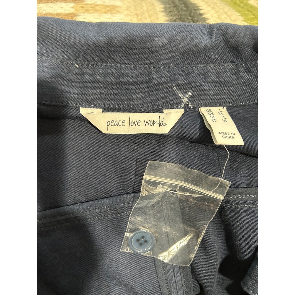 Peace Love World Navy Blue Star Peace Utility Jacket/shacket Womens Large - Picture 7 of 9
